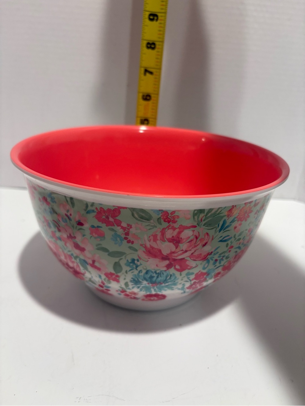 The Pioneer Woman Floral Bowl in Coral and Aqua “Sweet Rose”